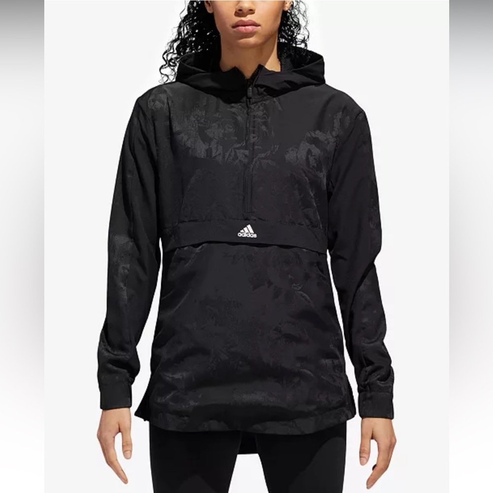 Adidas Floral-Print Half-Zip Hooded Jacket